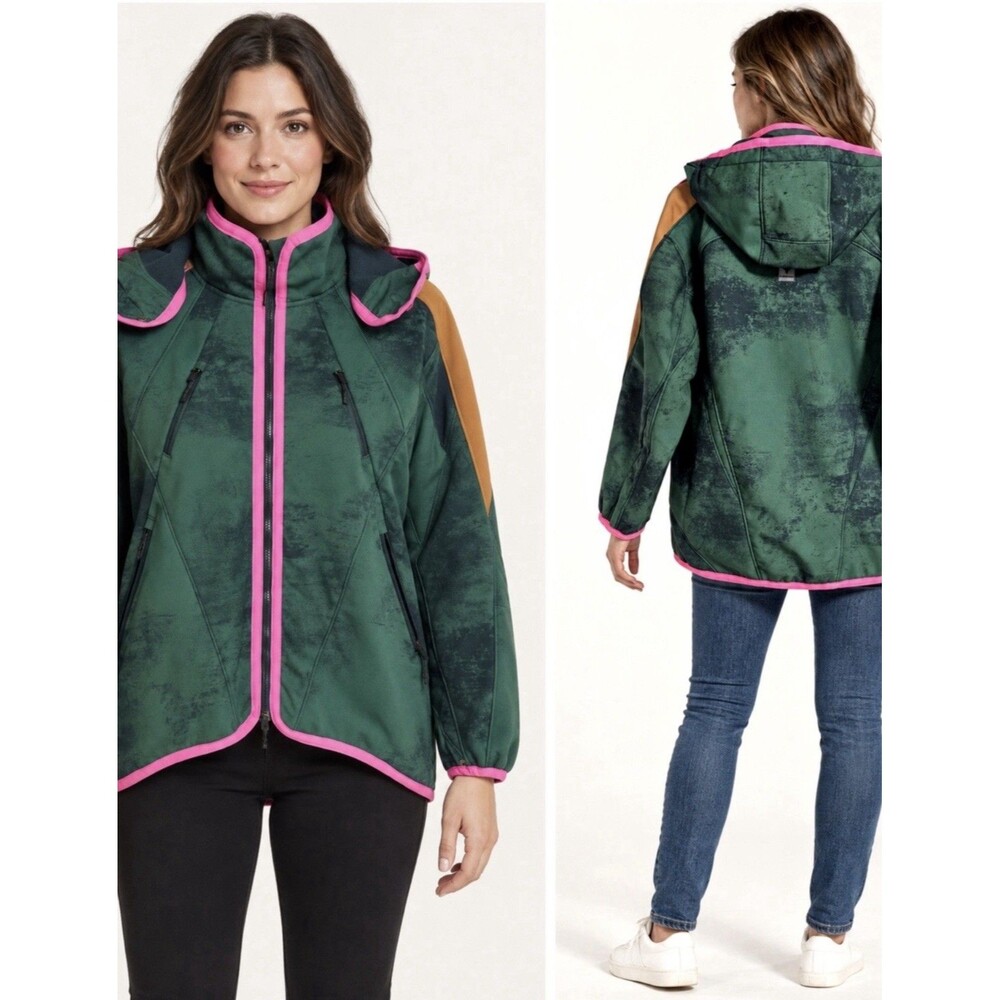 Free People FP Movement Canyon Crushin Jacket XS Green Pink Hooded Fleece NWT